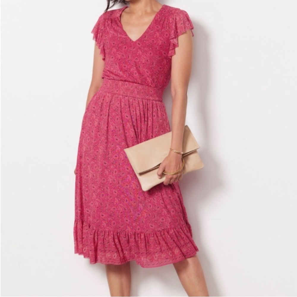 Evereve Elena pink floral midi dress